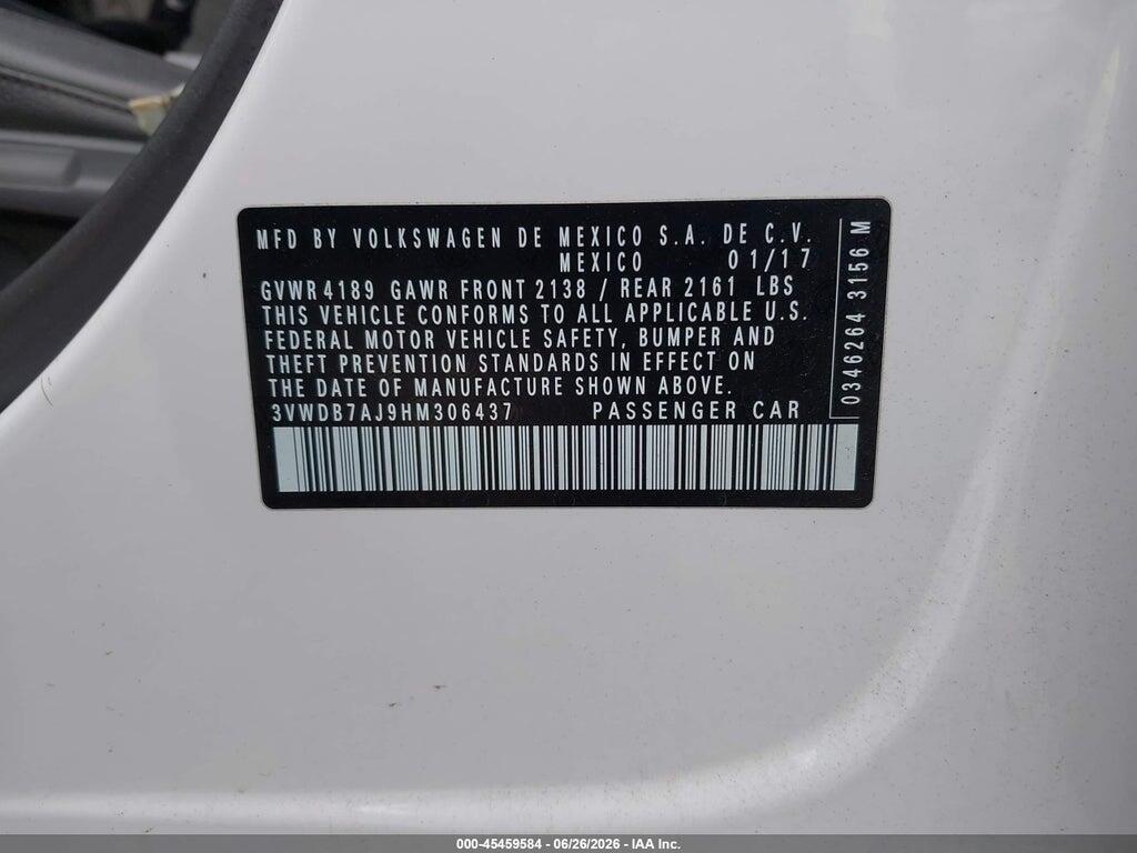 3VWDB7AJ9HM306437 2017 VOLKSWAGEN JETTA photo no. 9