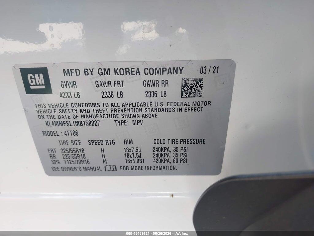 KL4MMFSL1MB158027 2021 BUICK ENCORE GX photo no. 9