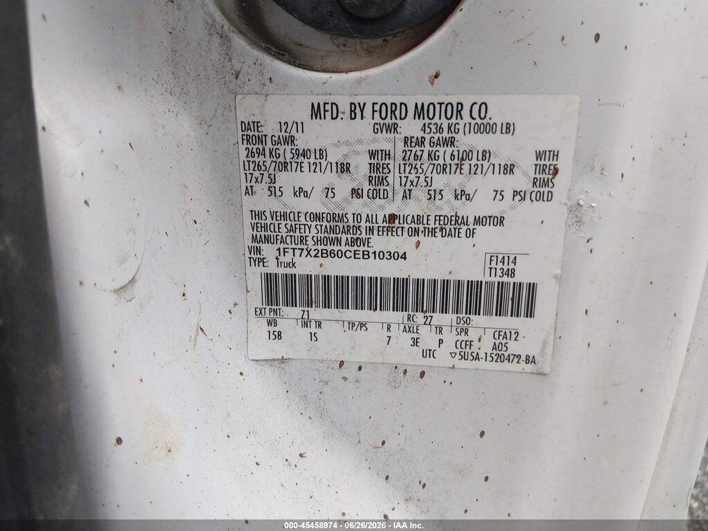 1FT7X2B60CEB10304 2012 FORD SUPER DUTY F-250 SRW photo no. 9