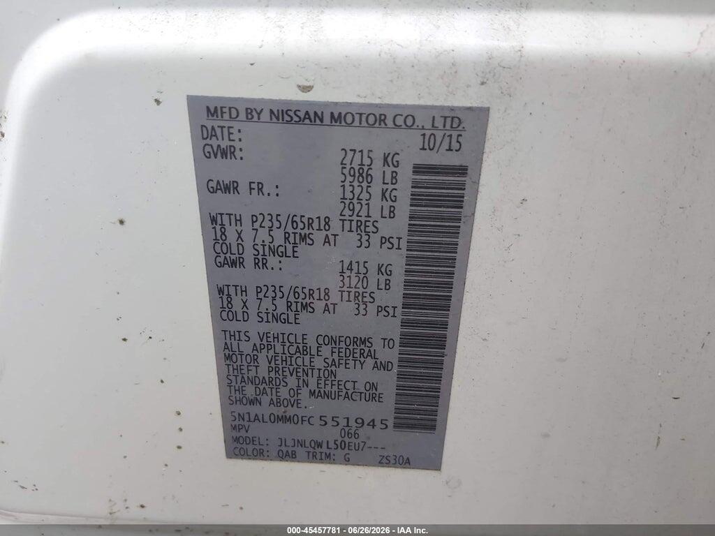 5N1AL0MM0FC551945 2015 INFINITI QX60 photo no. 9