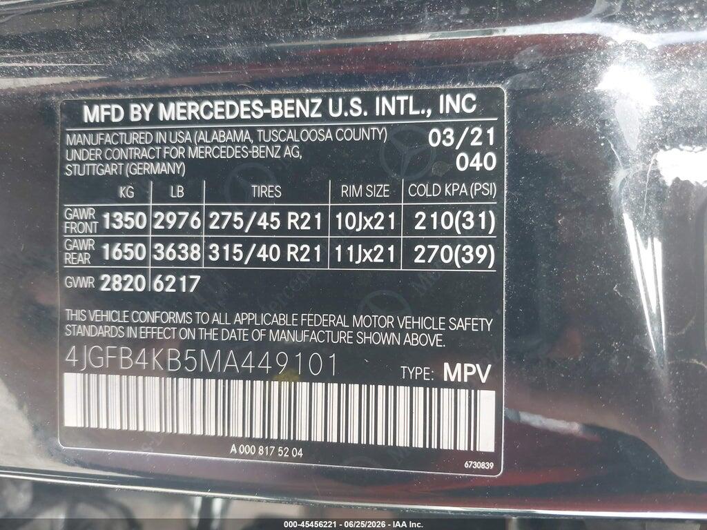 4JGFB4KB5MA449101 2021 MERCEDES-BENZ GLE 350 photo no. 9