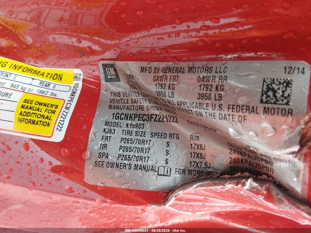 1GCNKPEC3FZ221222 2015 CHEVROLET SILVERADO 1500 photo no. 9