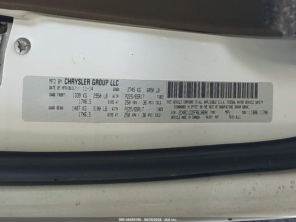 2C4RC1CG5FR618894 2015 CHRYSLER TOWN & COUNTRY photo no. 9