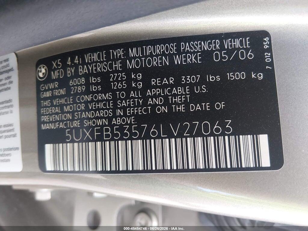 5UXFB53576LV27063 2006 BMW X5 photo no. 9