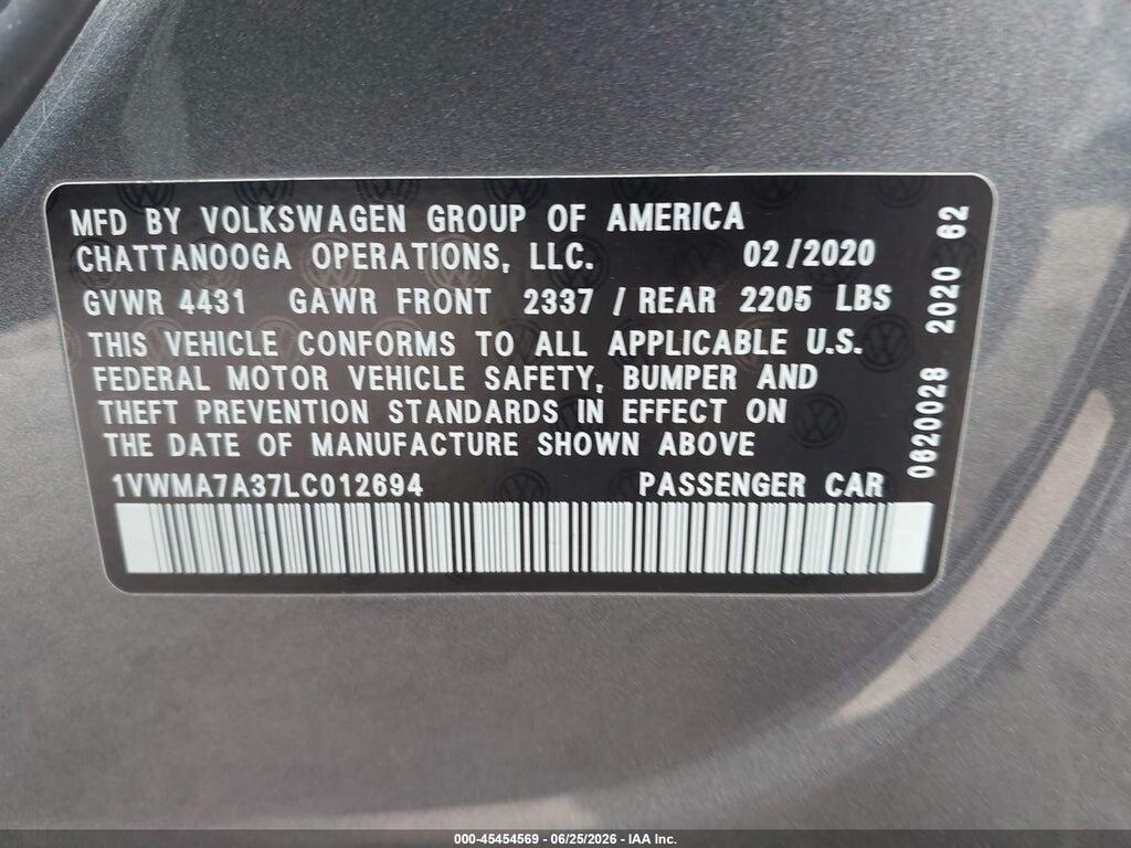 1VWMA7A37LC012694 2020 VOLKSWAGEN PASSAT photo no. 9