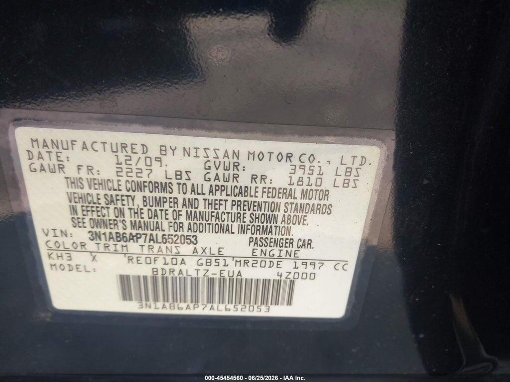 3N1AB6AP7AL652053 2010 NISSAN SENTRA photo no. 9