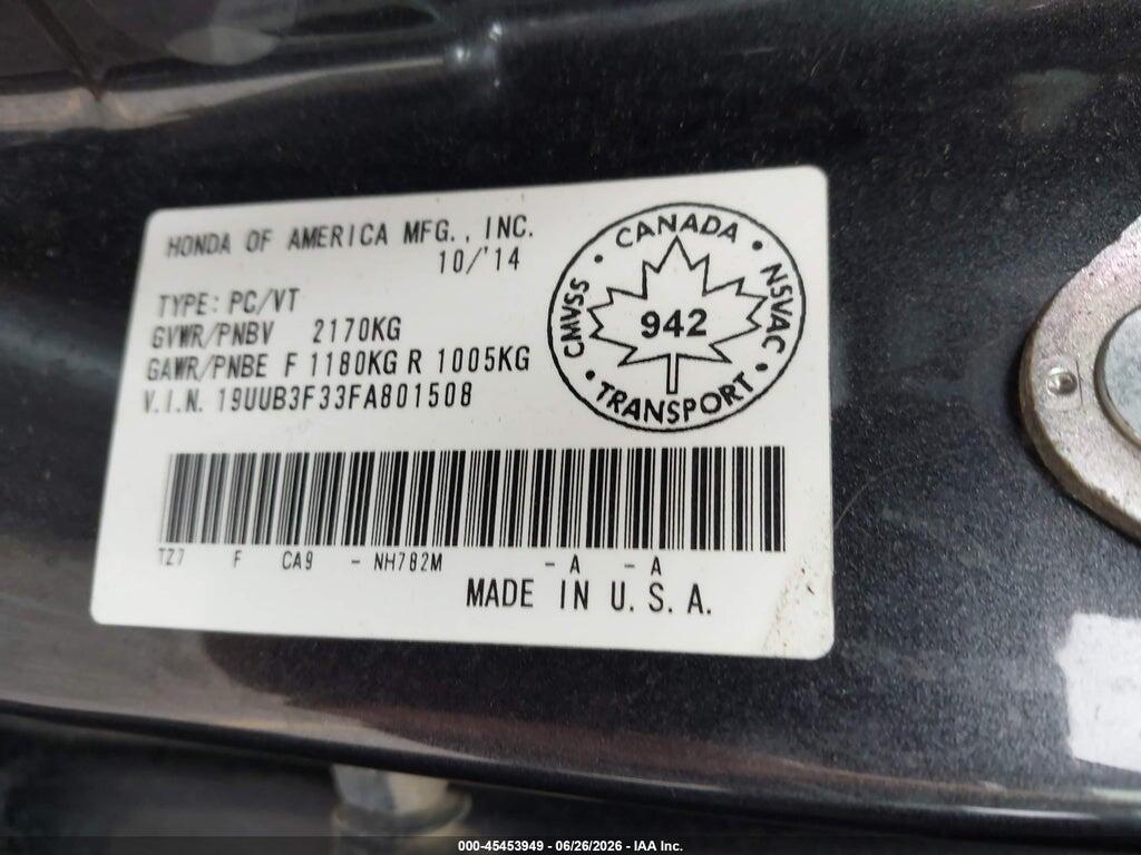 19UUB3F33FA801508 2015 ACURA TLX photo no. 9