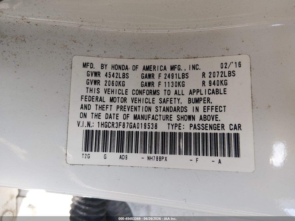 1HGCR3F87GA019538 2016 HONDA ACCORD photo no. 9