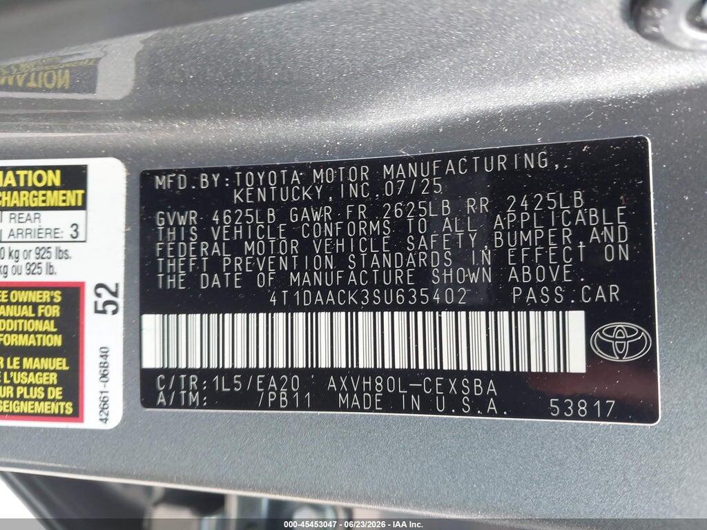 4T1DAACK3SU635402 2025 TOYOTA CAMRY photo no. 9