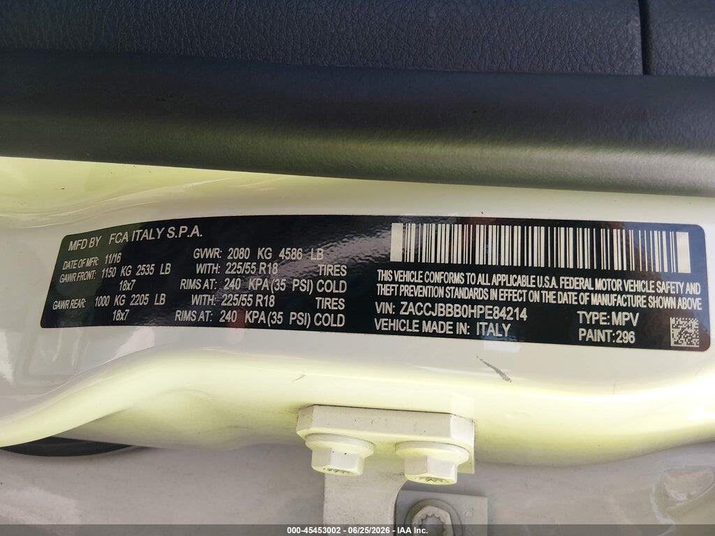 ZACCJBBB0HPE84214 2017 JEEP RENEGADE photo no. 9