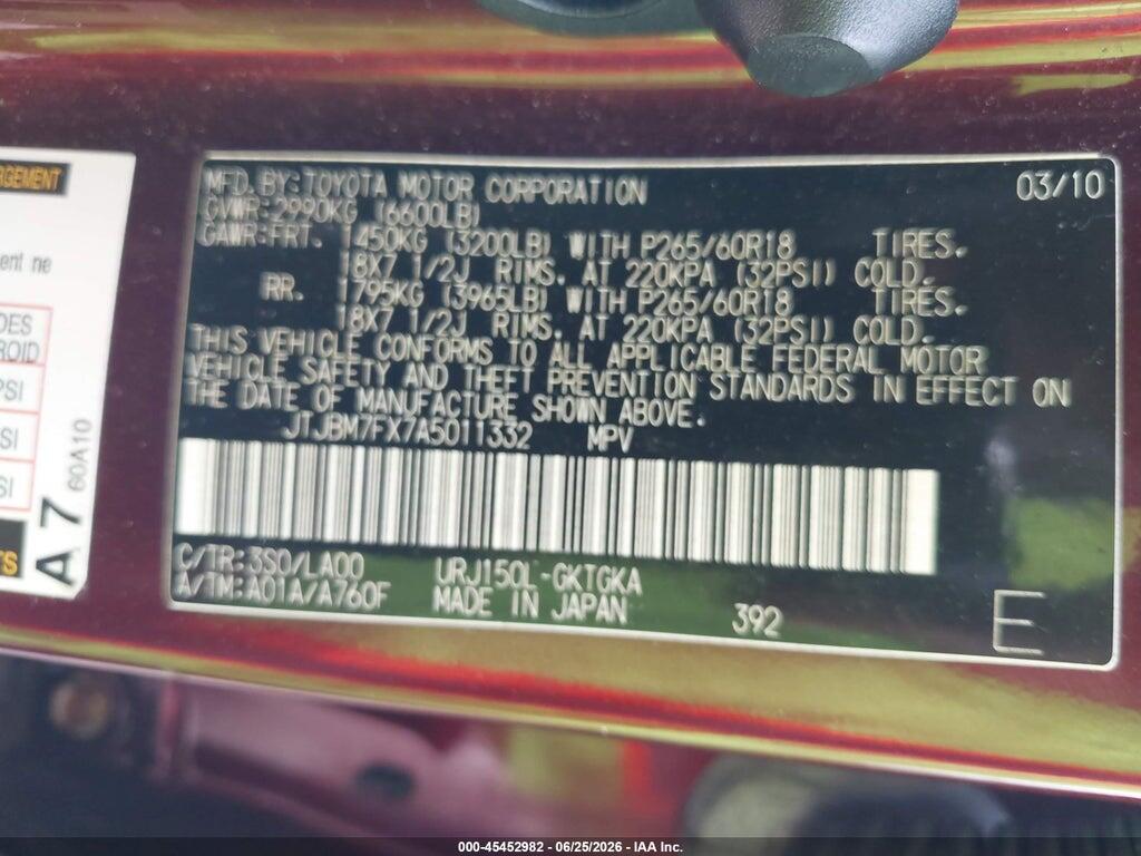 JTJBM7FX7A5011332 2010 LEXUS GX 460 photo no. 9