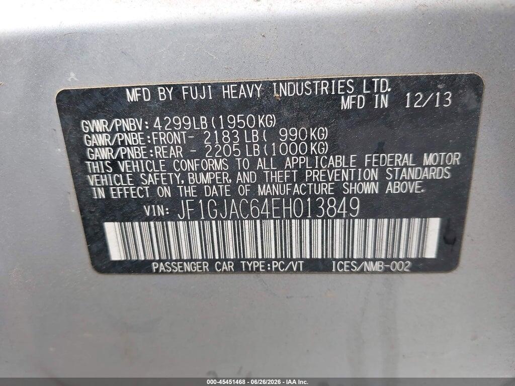 JF1GJAC64EH013849 2014 SUBARU IMPREZA photo no. 9