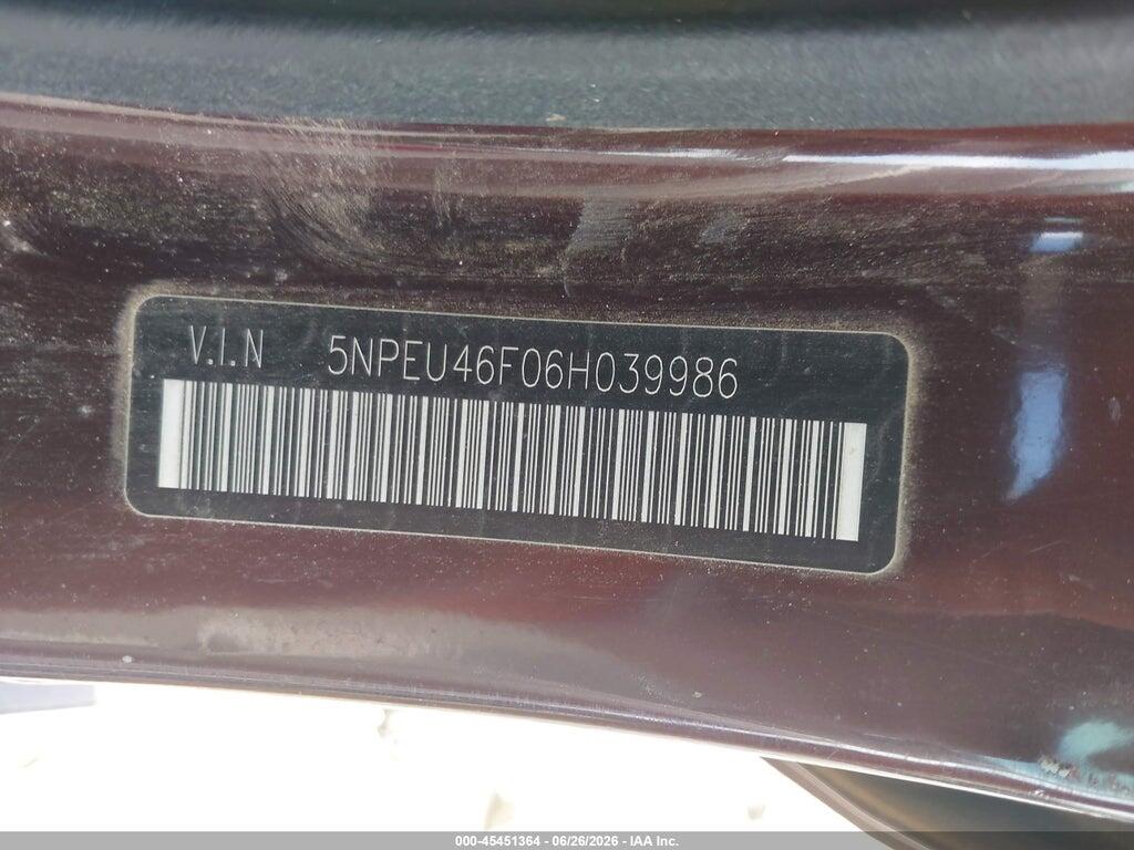 5NPEU46F06H039986 2006 HYUNDAI SONATA photo no. 9