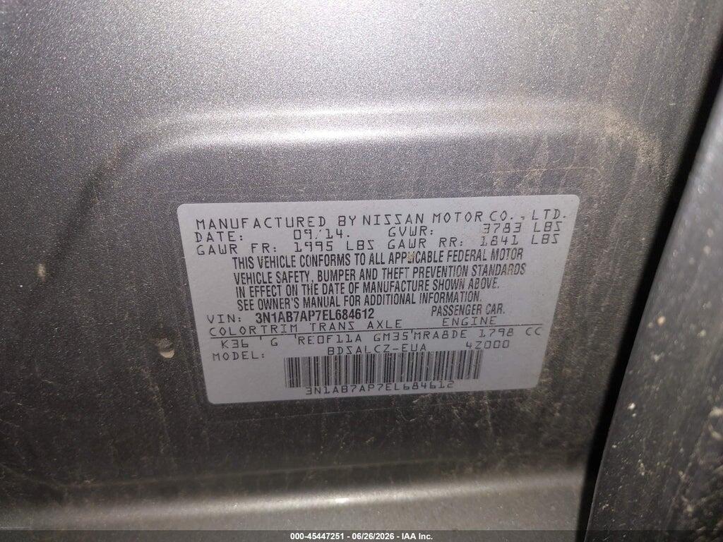 3N1AB7AP7EL684612 2014 NISSAN SENTRA photo no. 9