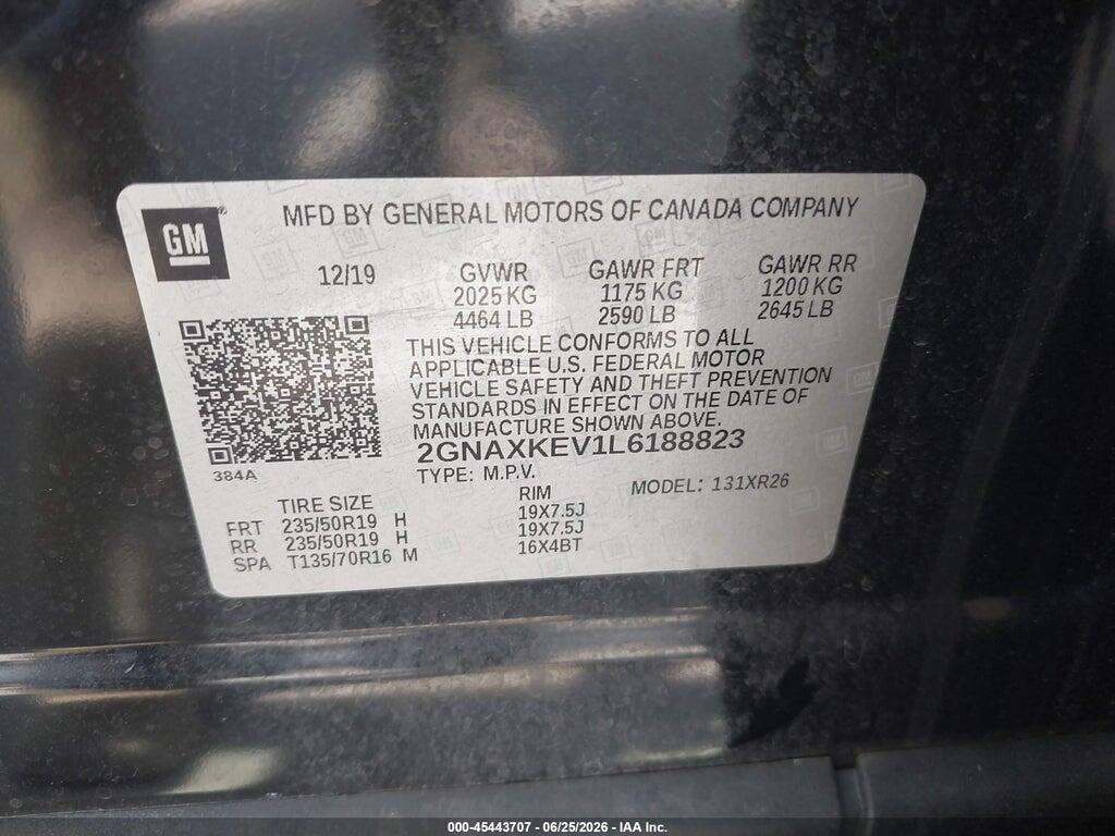 2GNAXKEV1L6188823 2020 CHEVROLET EQUINOX photo no. 9