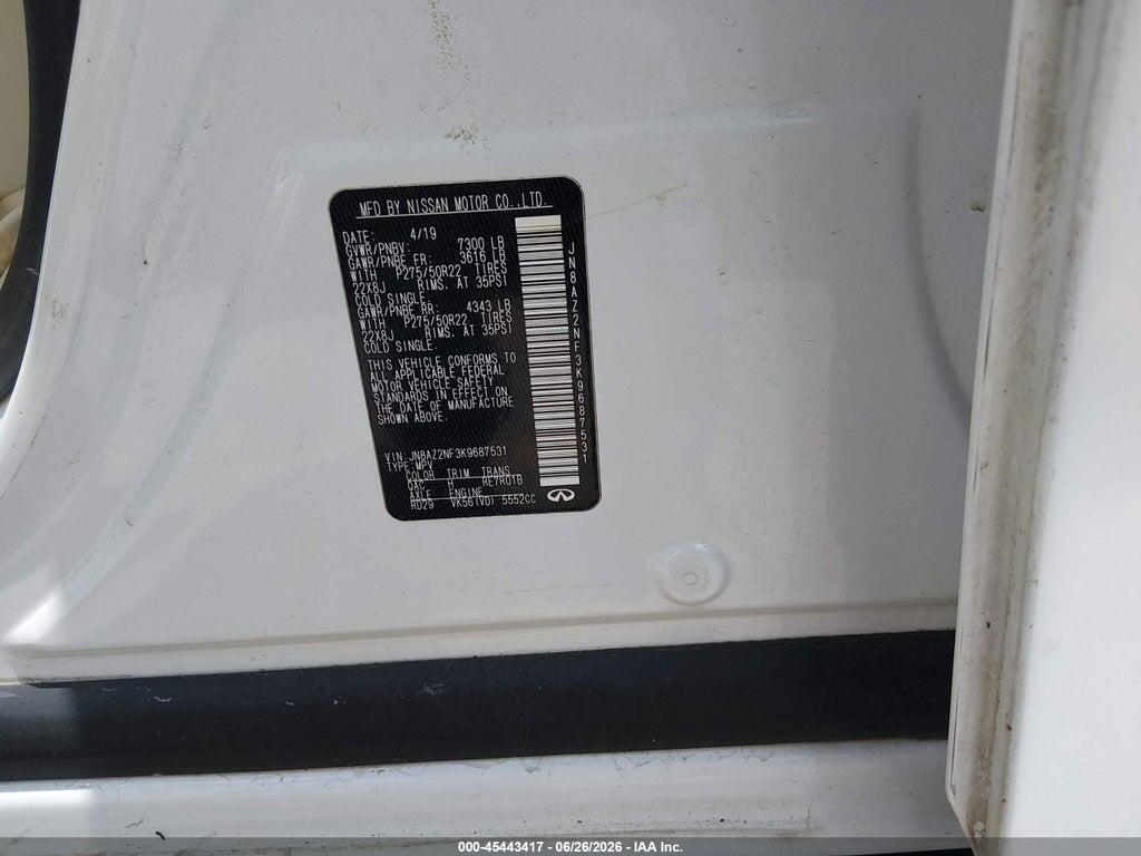 JN8AZ2NF3K9687531 2019 INFINITI QX80 photo no. 9