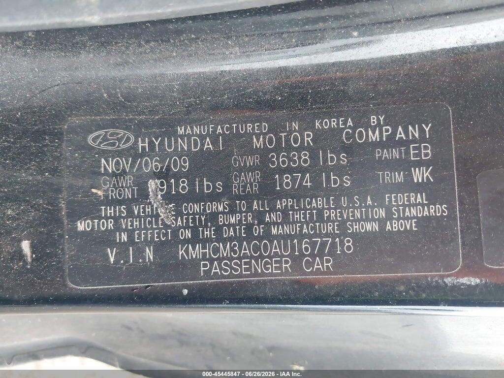 KMHCM3AC0AU167718 2010 HYUNDAI ACCENT photo no. 9