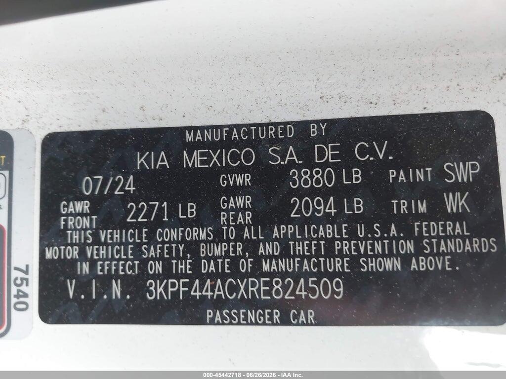 3KPF44ACXRE824509 2024 KIA FORTE photo no. 9