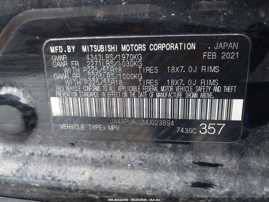 JA4APUAU2MU023894 2021 MITSUBISHI OUTLANDER SPORT photo no. 9