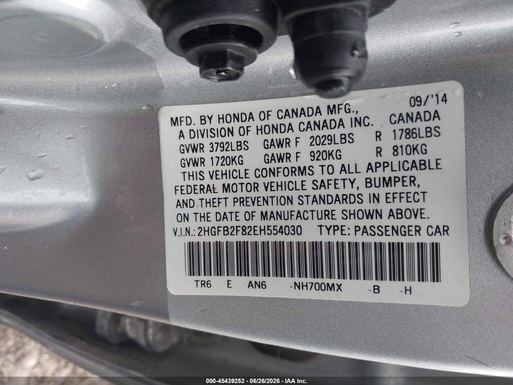 2HGFB2F82EH554030 2014 HONDA CIVIC photo no. 9