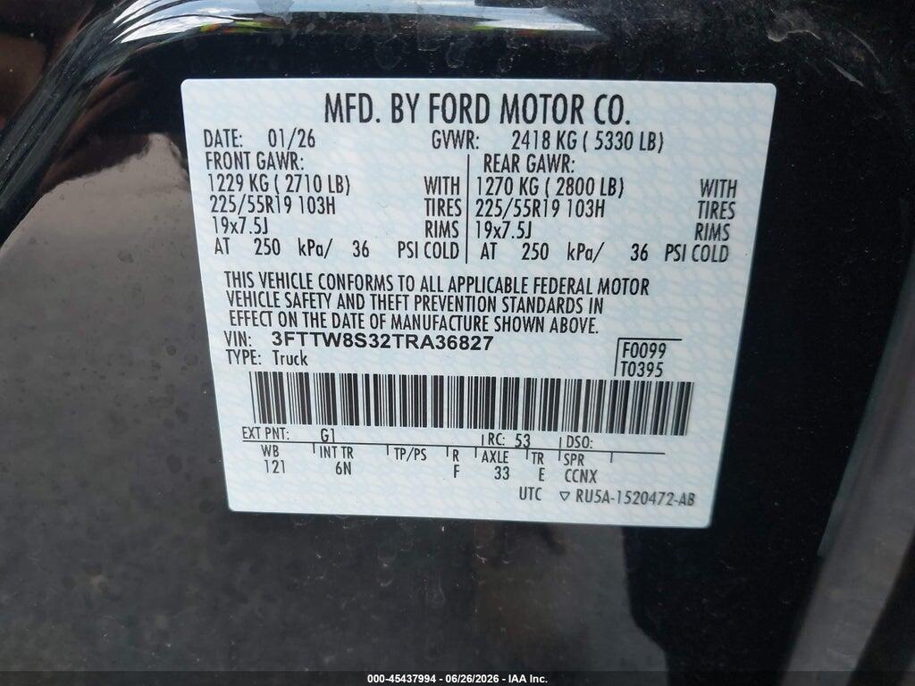 3FTTW8S32TRA36827 2026 FORD MAVERICK photo no. 9
