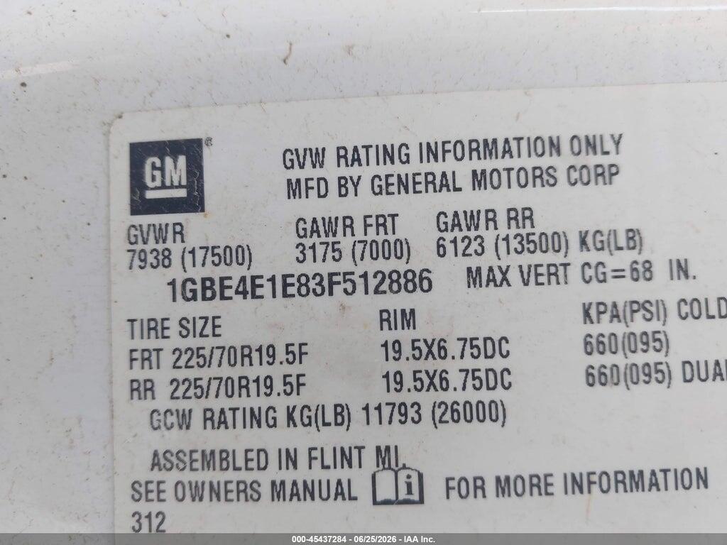 1GBE4E1E83F512886 2003 CHEVROLET CC4500 photo no. 9