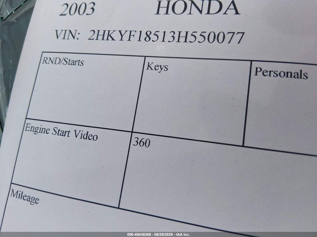 2HKYF18513H550077 2003 HONDA PILOT photo no. 9