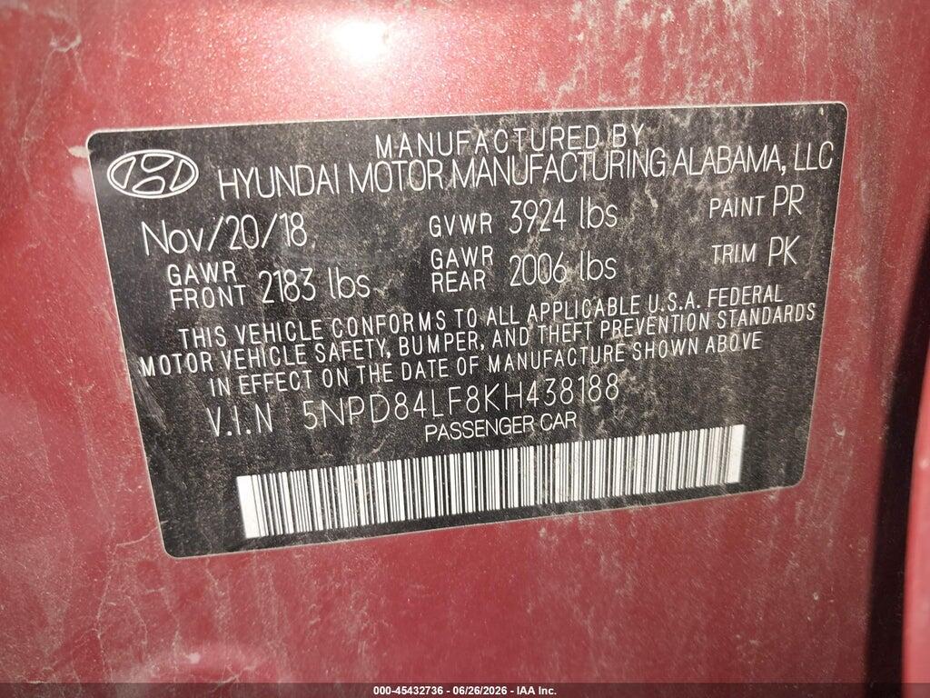 5NPD84LF8KH438188 2019 HYUNDAI ELANTRA photo no. 9