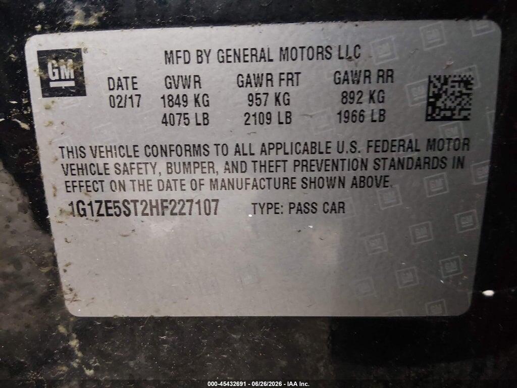 1G1ZE5ST2HF227107 2017 CHEVROLET MALIBU photo no. 9