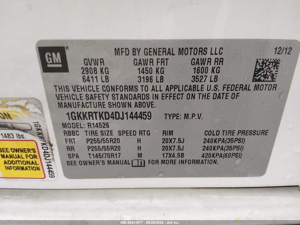 1GKKRTKD4DJ144459 2013 GMC ACADIA photo no. 9