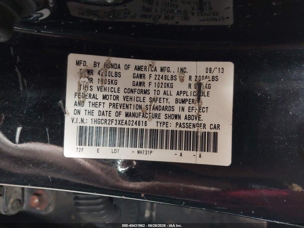 1HGCR2F3XEA024616 2014 HONDA ACCORD photo no. 9