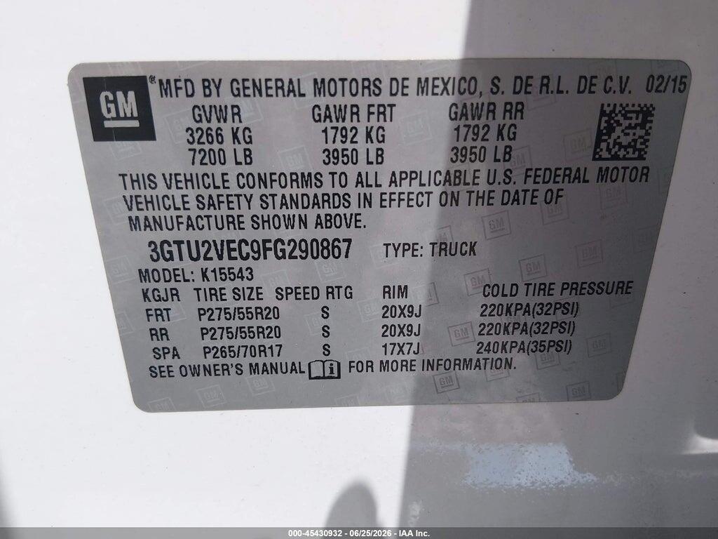 3GTU2VEC9FG290867 2015 GMC SIERRA 1500 photo no. 9