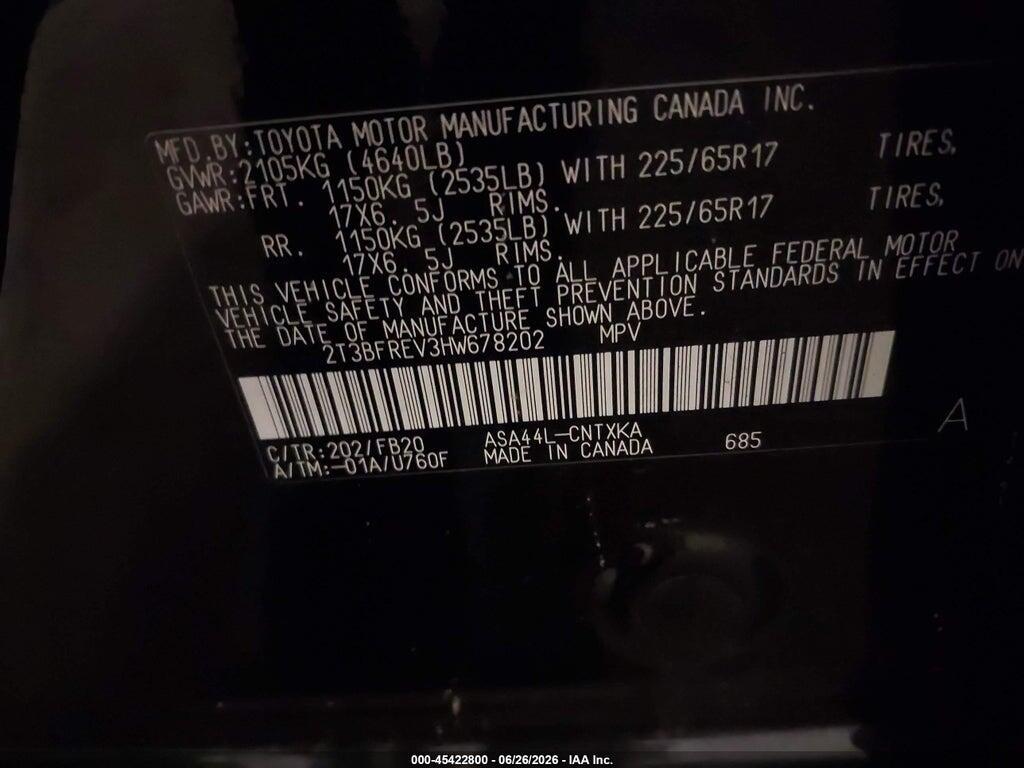 2T3BFREV3HW678202 2017 TOYOTA RAV4 photo no. 9