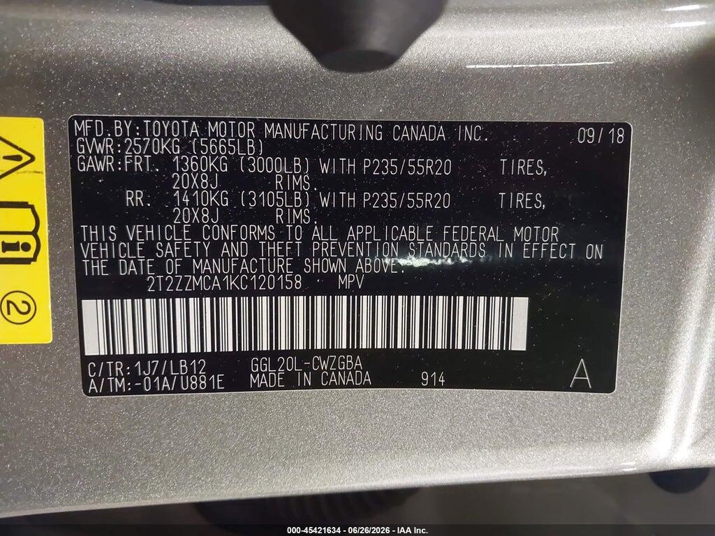 2T2ZZMCA1KC120158 2019 LEXUS RX 350 photo no. 9