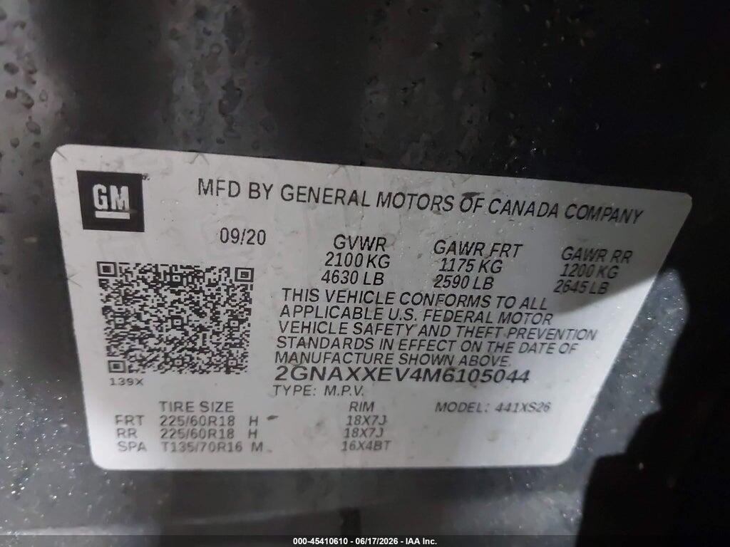 2GNAXXEV4M6105044 2021 CHEVROLET EQUINOX photo no. 9