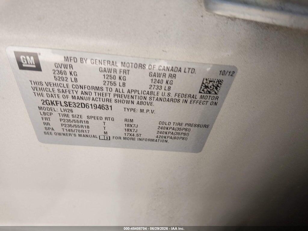 2GKFLSE32D6194631 2013 GMC TERRAIN photo no. 9