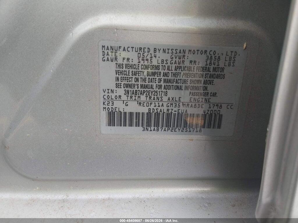 3N1AB7AP2EY251718 2014 NISSAN SENTRA photo no. 9