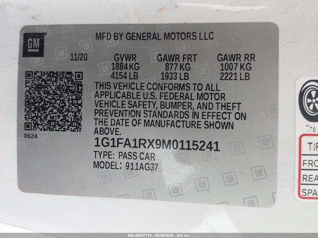 1G1FA1RX9M0115241 2021 CHEVROLET CAMARO photo no. 9