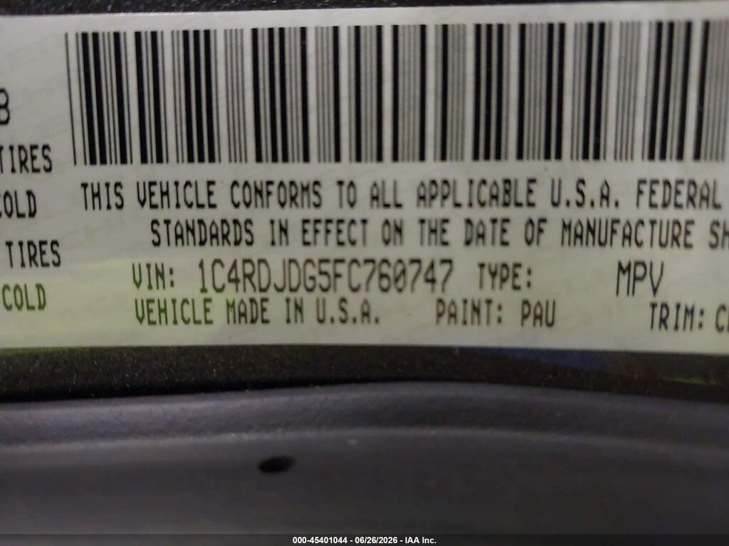 1C4RDJDG5FC760747 2015 DODGE DURANGO photo no. 9