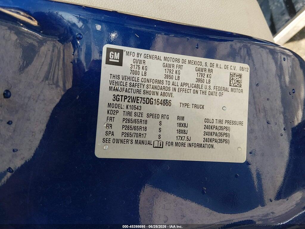 3GTP2WE75DG164086 2013 GMC SIERRA 1500 photo no. 9