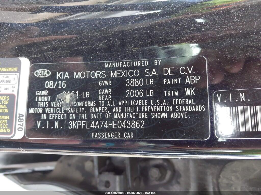 3KPFL4A74HE043862 2017 KIA FORTE photo no. 9