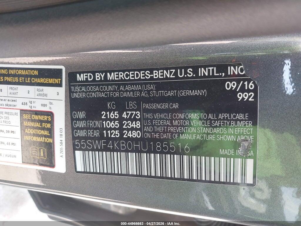 55SWF4KB0HU185516 2017 MERCEDES-BENZ C 300 photo no. 9
