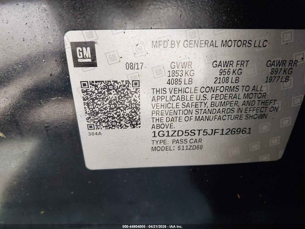 1G1ZD5ST5JF126961 2018 CHEVROLET MALIBU photo no. 9