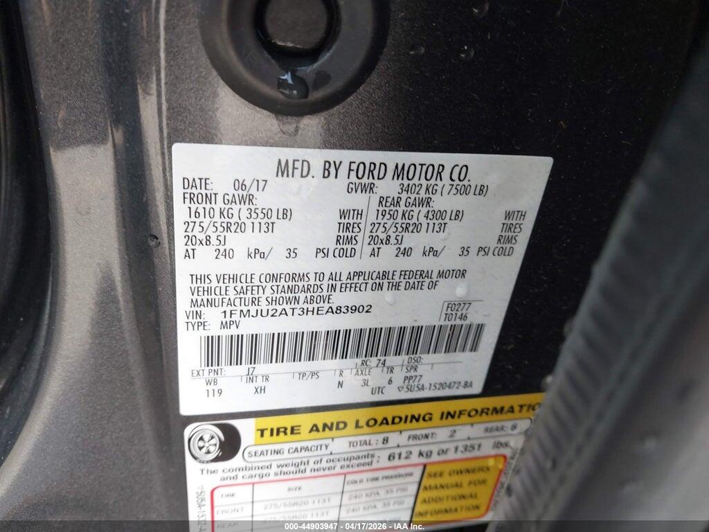 1FMJU2AT3HEA83902 2017 FORD EXPEDITION photo no. 9
