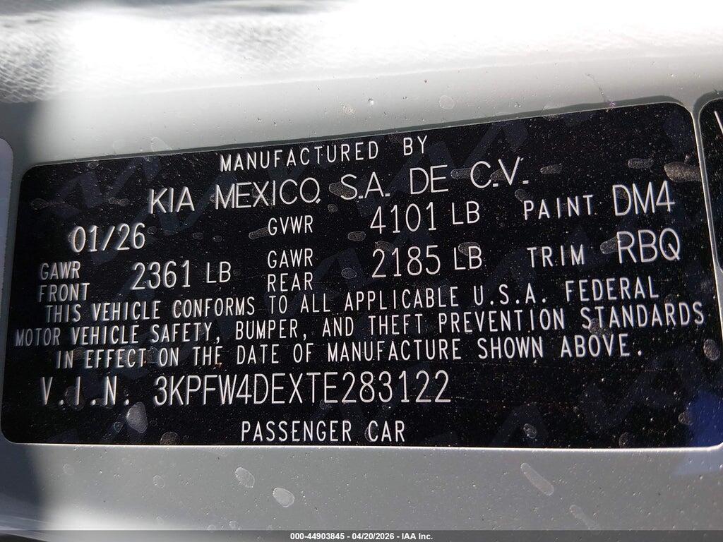 3KPFW4DEXTE283122 2026 KIA K4 photo no. 9