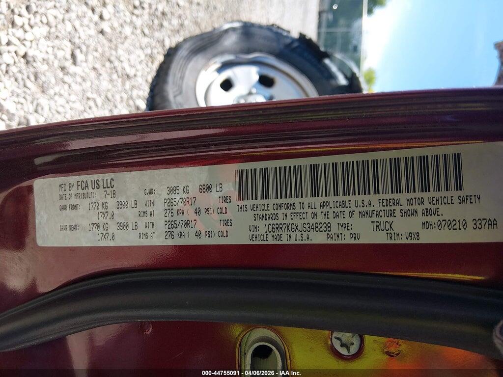 1C6RR7KGXJS348238 2018 RAM 1500 photo no. 9