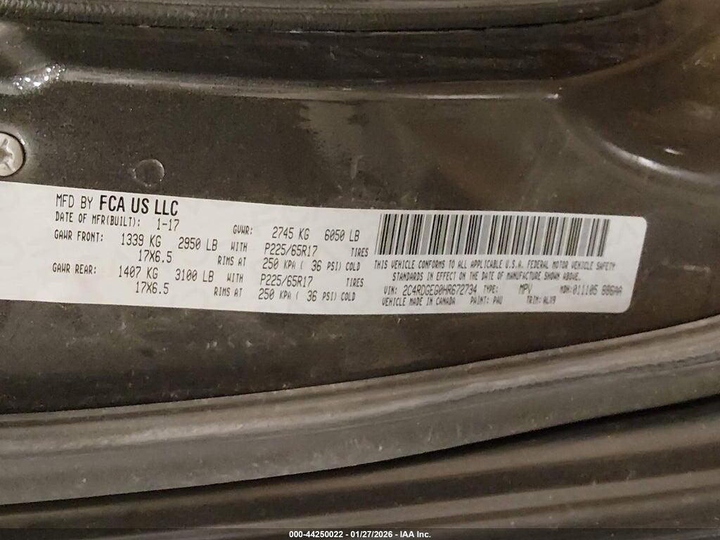 2C4RDGEG0HR672734 2017 DODGE GRAND CARAVAN photo no. 9