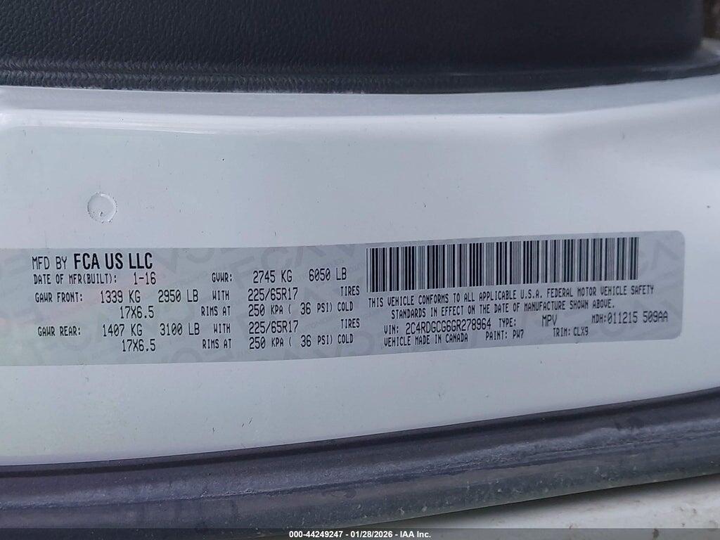 2C4RDGCG6GR278964 2016 DODGE GRAND CARAVAN photo no. 9