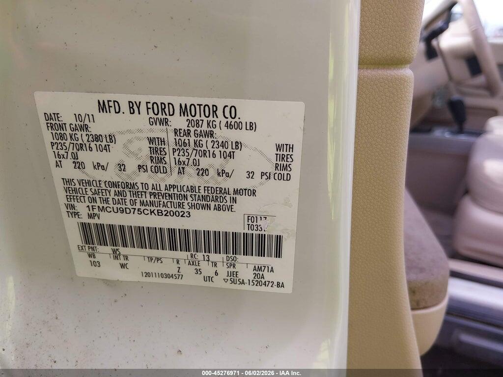 1FMCU9D75CKB20023 2012 FORD ESCAPE photo no. 9