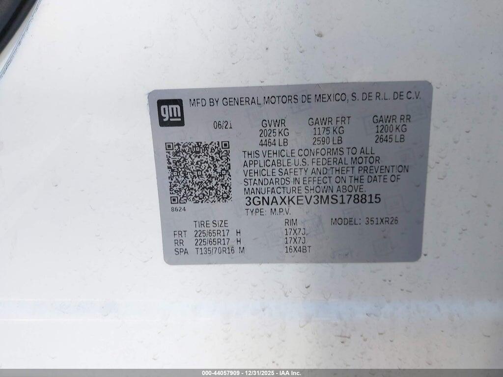 3GNAXKEV3MS178815 2021 CHEVROLET EQUINOX photo no. 9